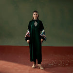 Majestic Moss Set with Luxury Draped Wrap — women's made-to-order kurta set | Sachi Vera Pakistan