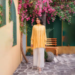 Saffron Bloom Tunic Set — women's made-to-order kurta set | Sachi Vera Pakistan