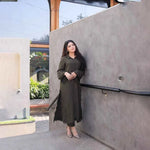 Olive Ease Dress — back view | Sachi Vera Pakistan
