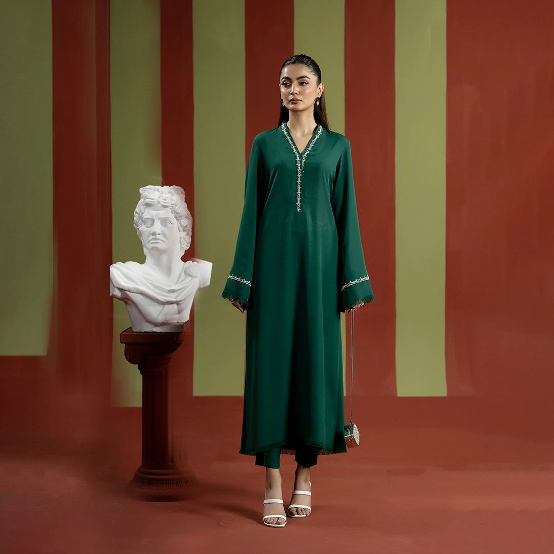 Royal Emerald Dress — women's made-to-order kurta set | Sachi Vera Pakistan