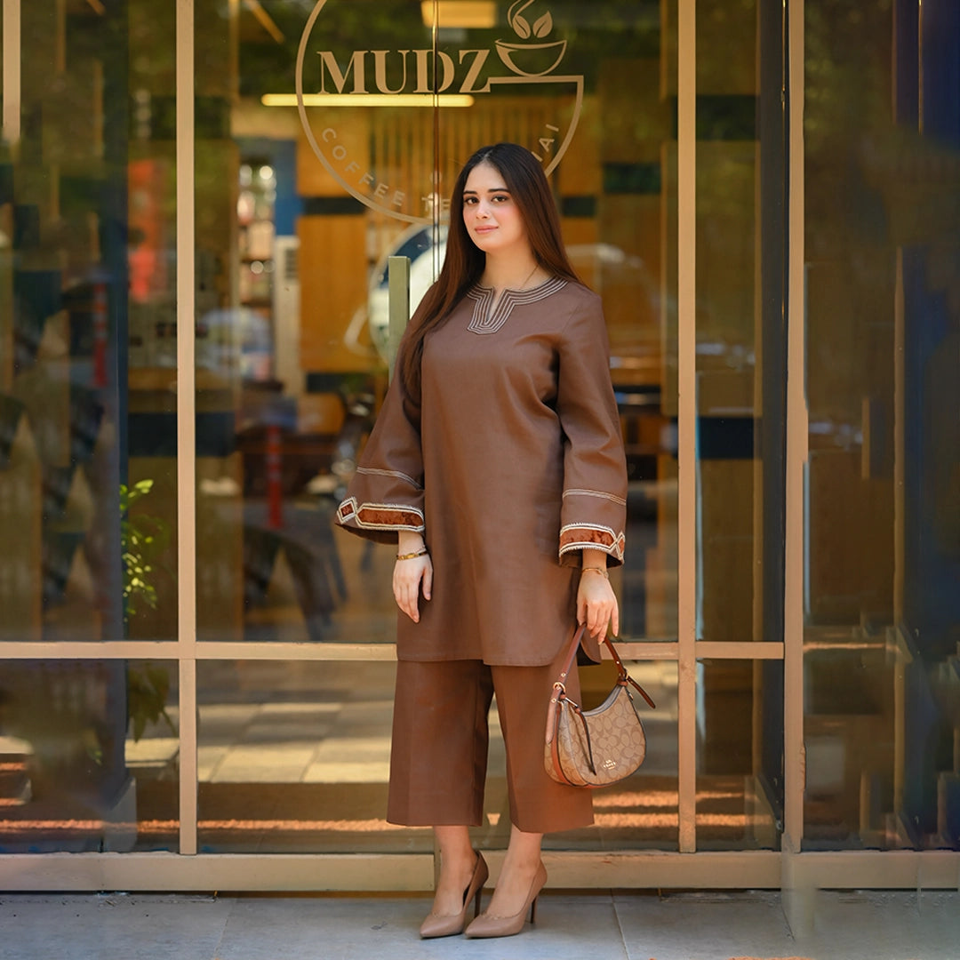 Cocoa Dusk Set — full look | Sachi Vera Pakistan