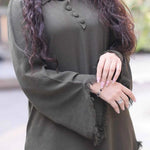 Olive Ease Dress — detail view | Sachi Vera Pakistan