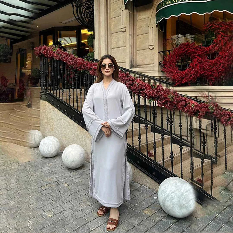 Misty Grey Dress — detail view | Sachi Vera Pakistan