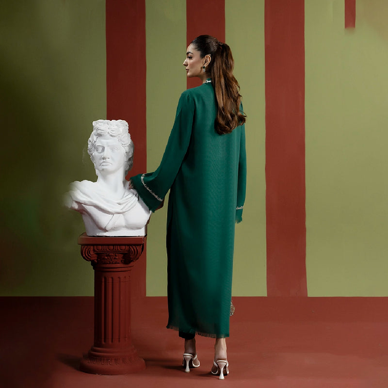 Royal Emerald Dress — front view | Sachi Vera Pakistan