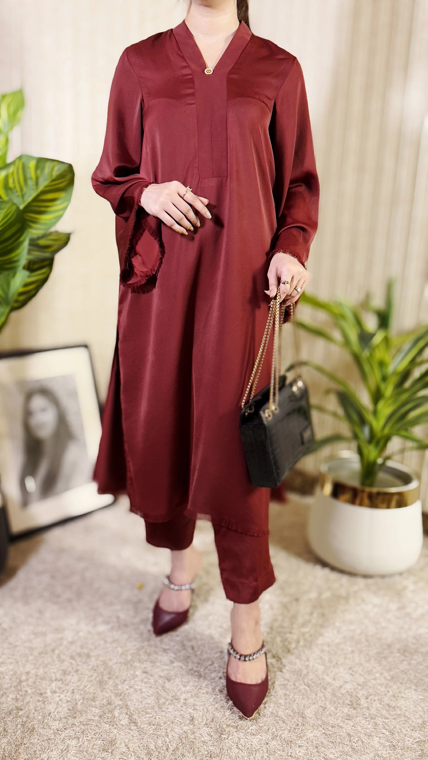 Deep Burgundy — full look | Sachi Vera Pakistan