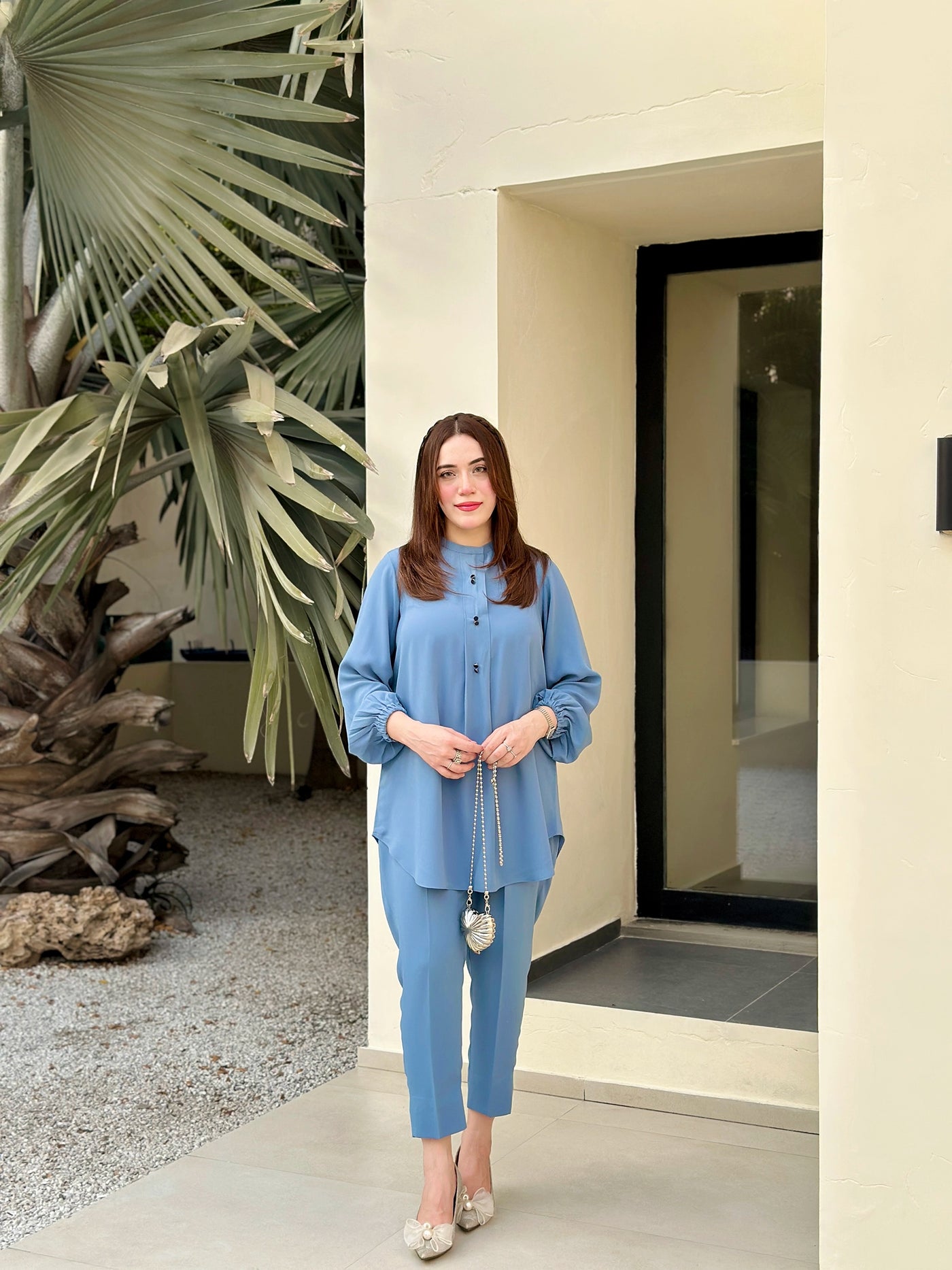 Serene Sky Blue — close-up | Sachi Vera Pakistan