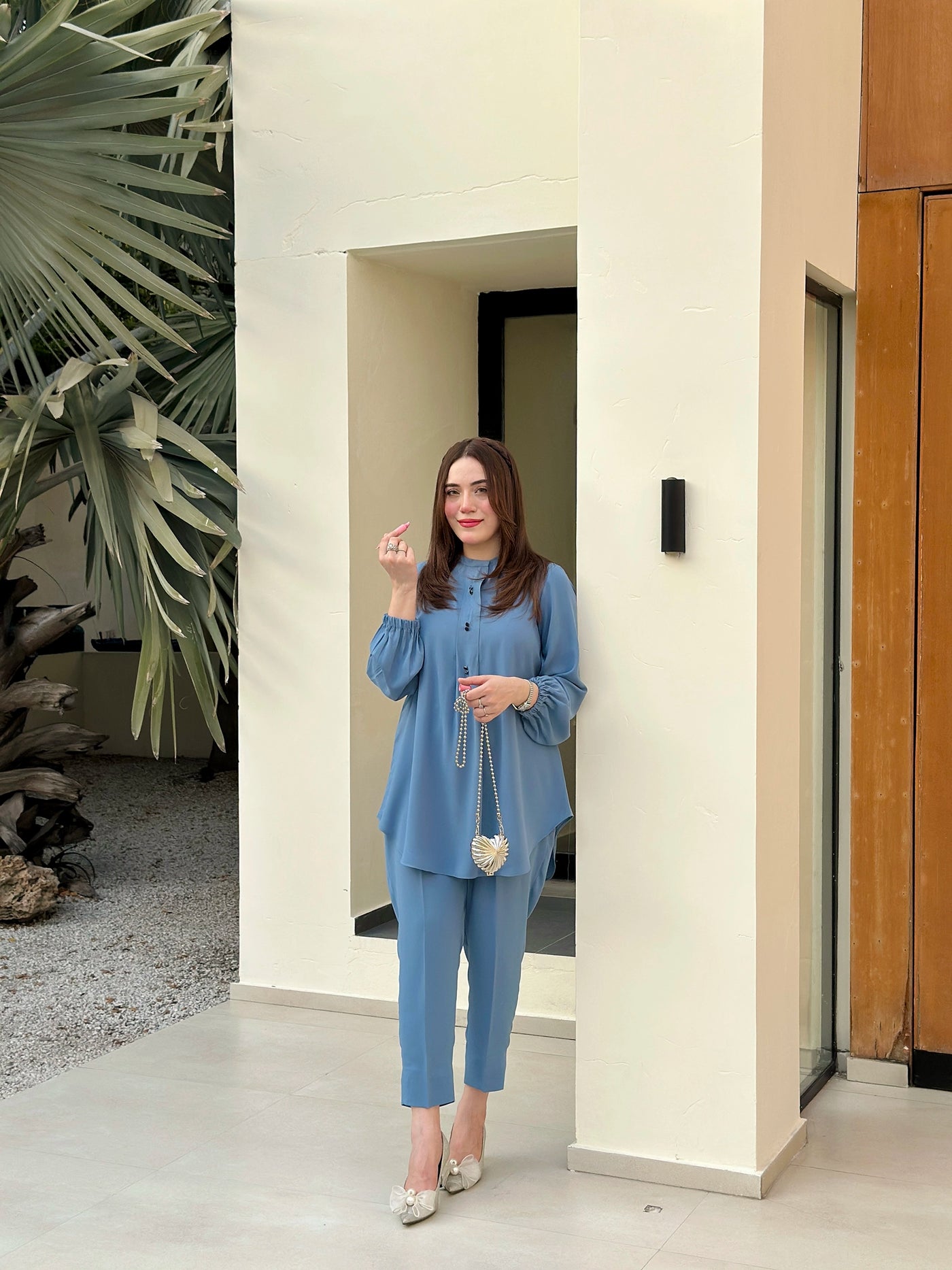 Serene Sky Blue — side view | Sachi Vera Pakistan