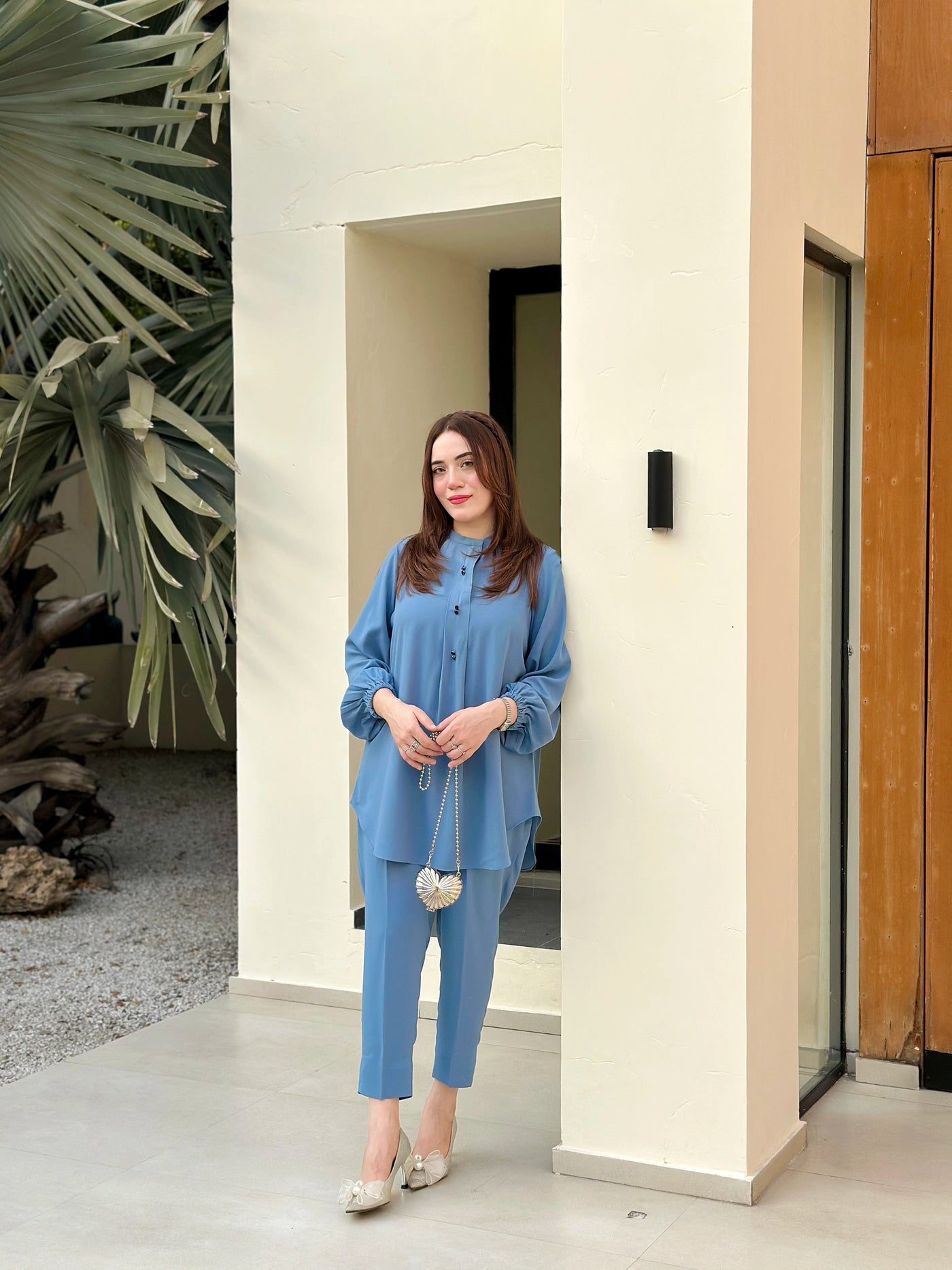 Serene Sky Blue — back view | Sachi Vera Pakistan