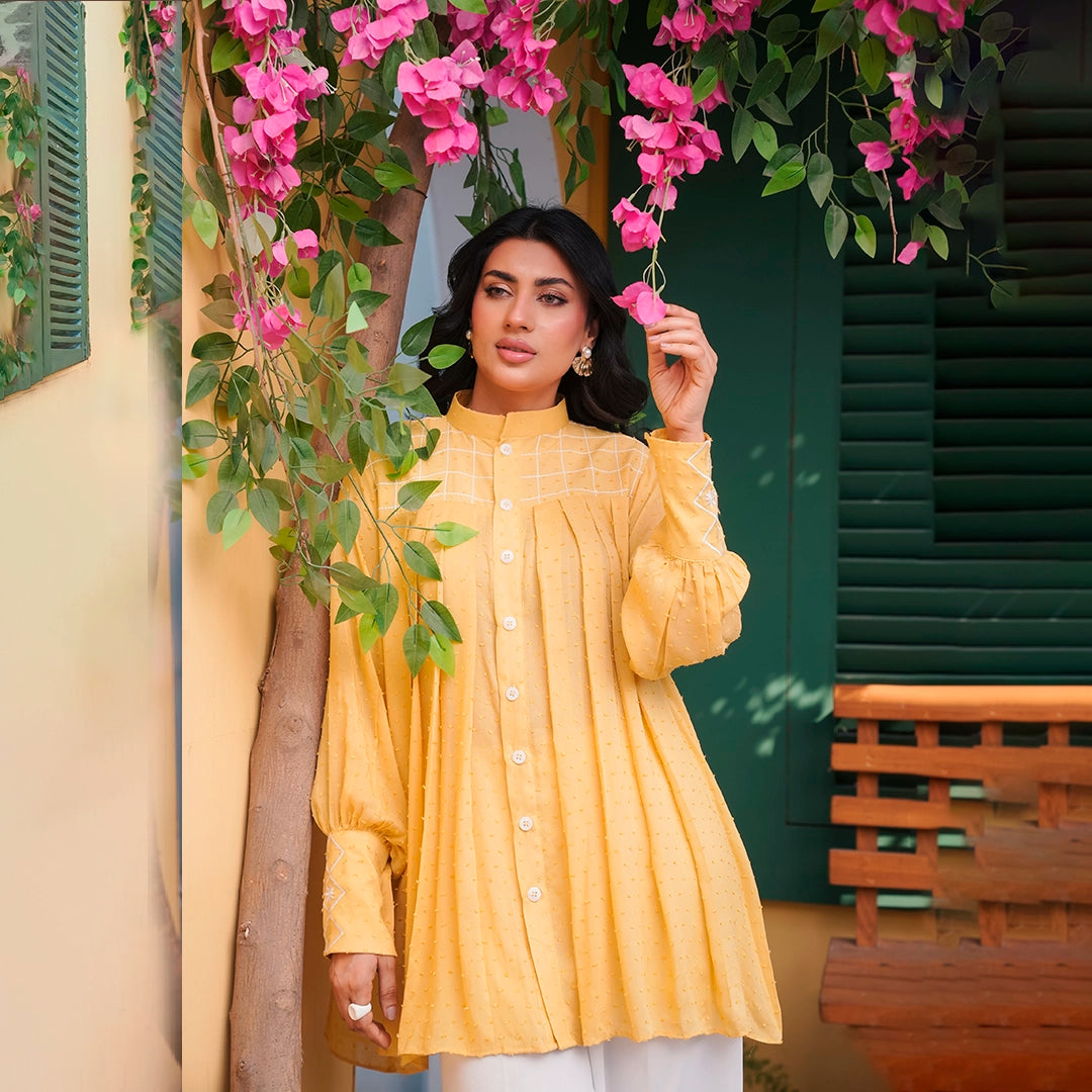 Saffron Bloom Tunic Set — full look | Sachi Vera Pakistan