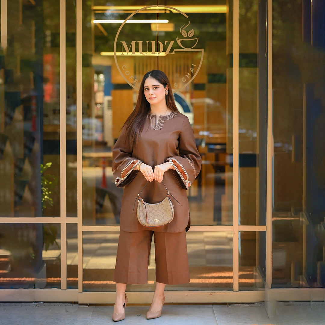 Cocoa Dusk Set — women's made-to-order kurta set | Sachi Vera Pakistan