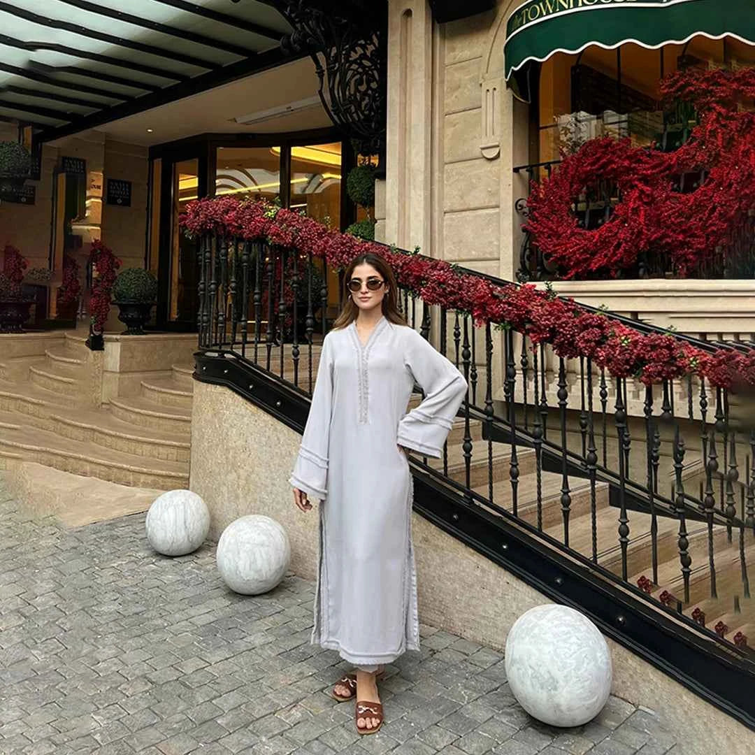 Misty Grey Dress — front view | Sachi Vera Pakistan