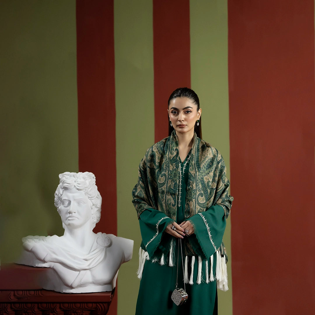 Royal Emerald Dress — detail view | Sachi Vera Pakistan