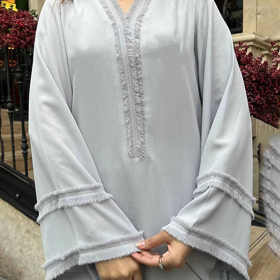 Misty Grey Dress — side view | Sachi Vera Pakistan