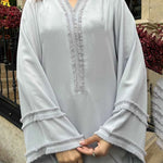 Misty Grey Dress — side view | Sachi Vera Pakistan
