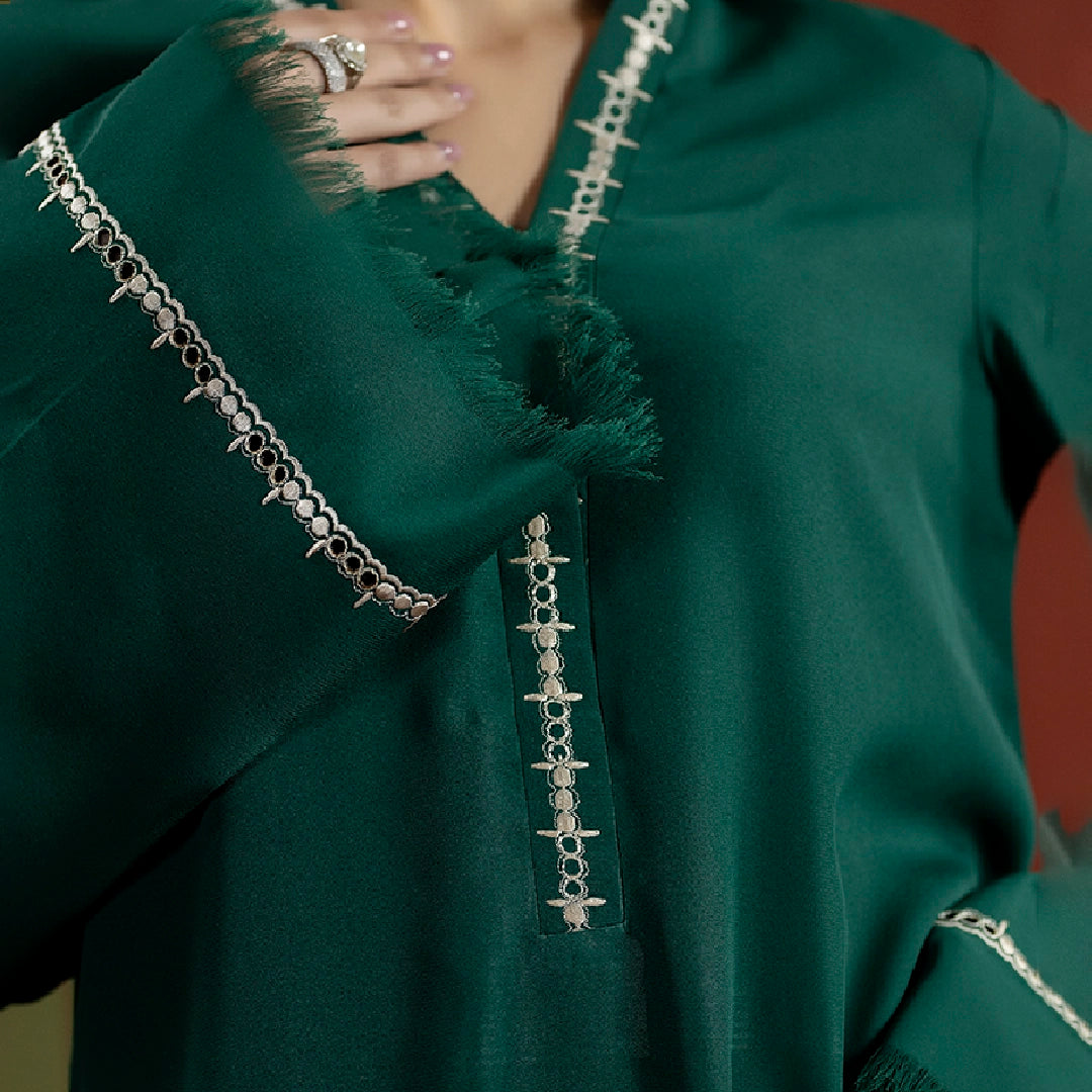 Royal Emerald Dress — styled view | Sachi Vera Pakistan