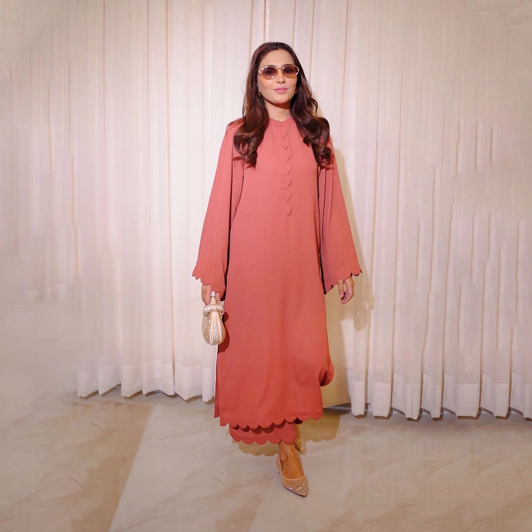 Burnt Rose Scalloped Set — women's made-to-order kurta set | Sachi Vera Pakistan