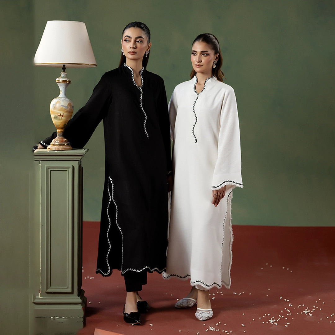 Shadowline Stitch Set — model view | Sachi Vera Pakistan