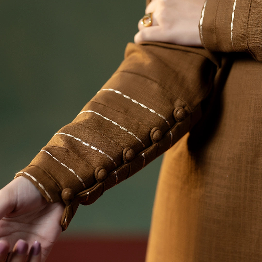 Bronze Textured Set — model view | Sachi Vera Pakistan