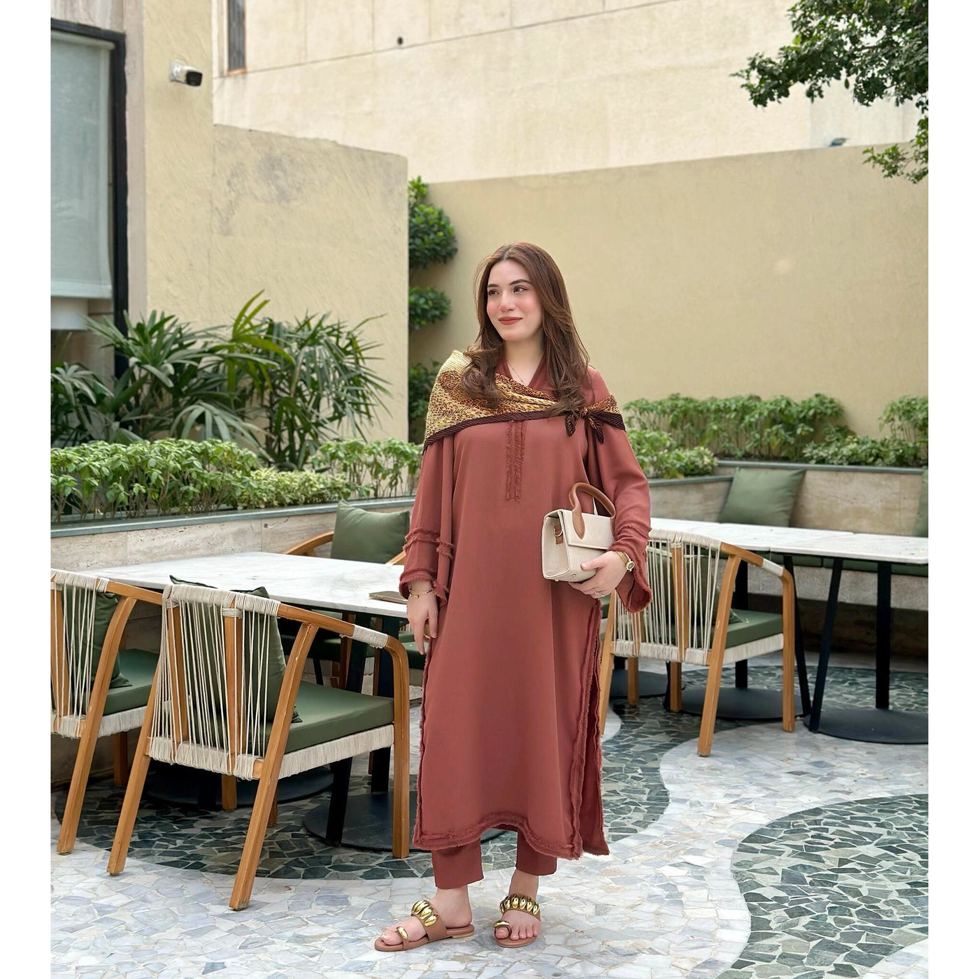 Terracotta Brown — side view | Sachi Vera Pakistan