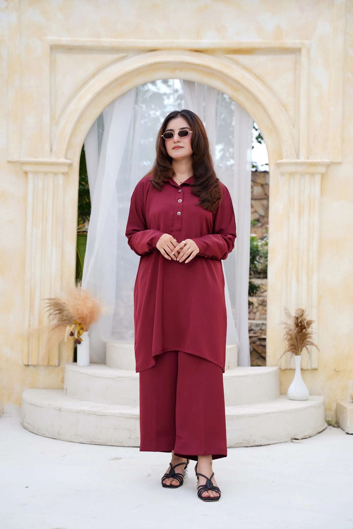 Burgundy Bliss — detail view | Sachi Vera Pakistan