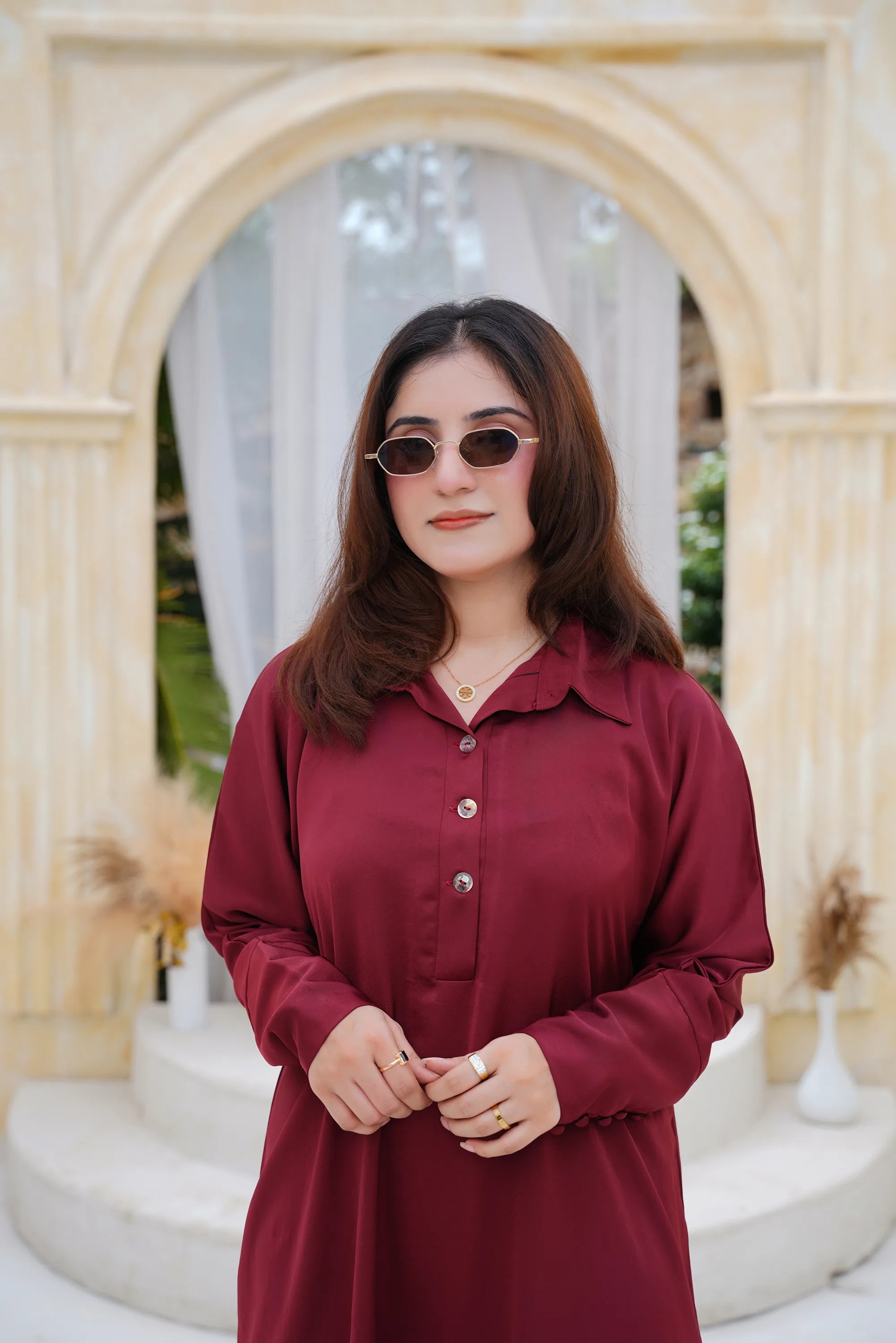 Burgundy Bliss — women's made-to-order kurta set | Sachi Vera Pakistan