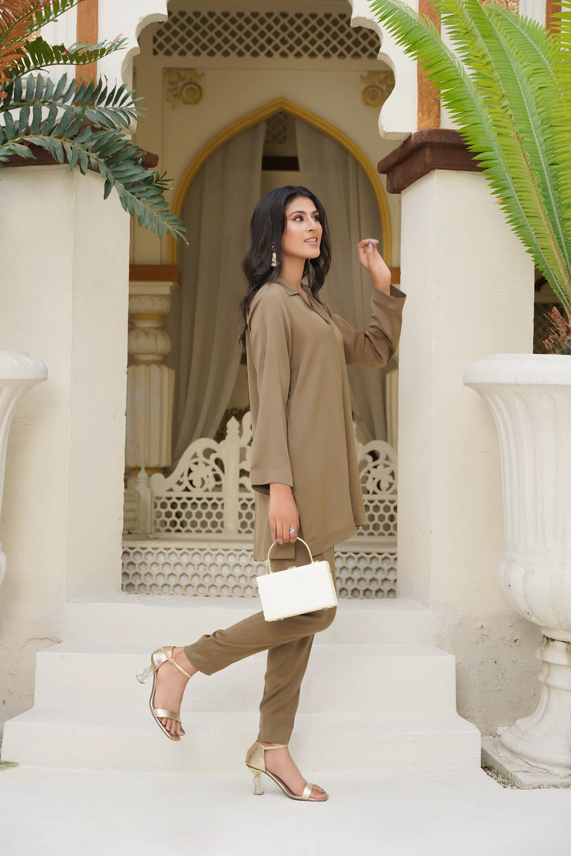 Olive Drift — back view | Sachi Vera Pakistan
