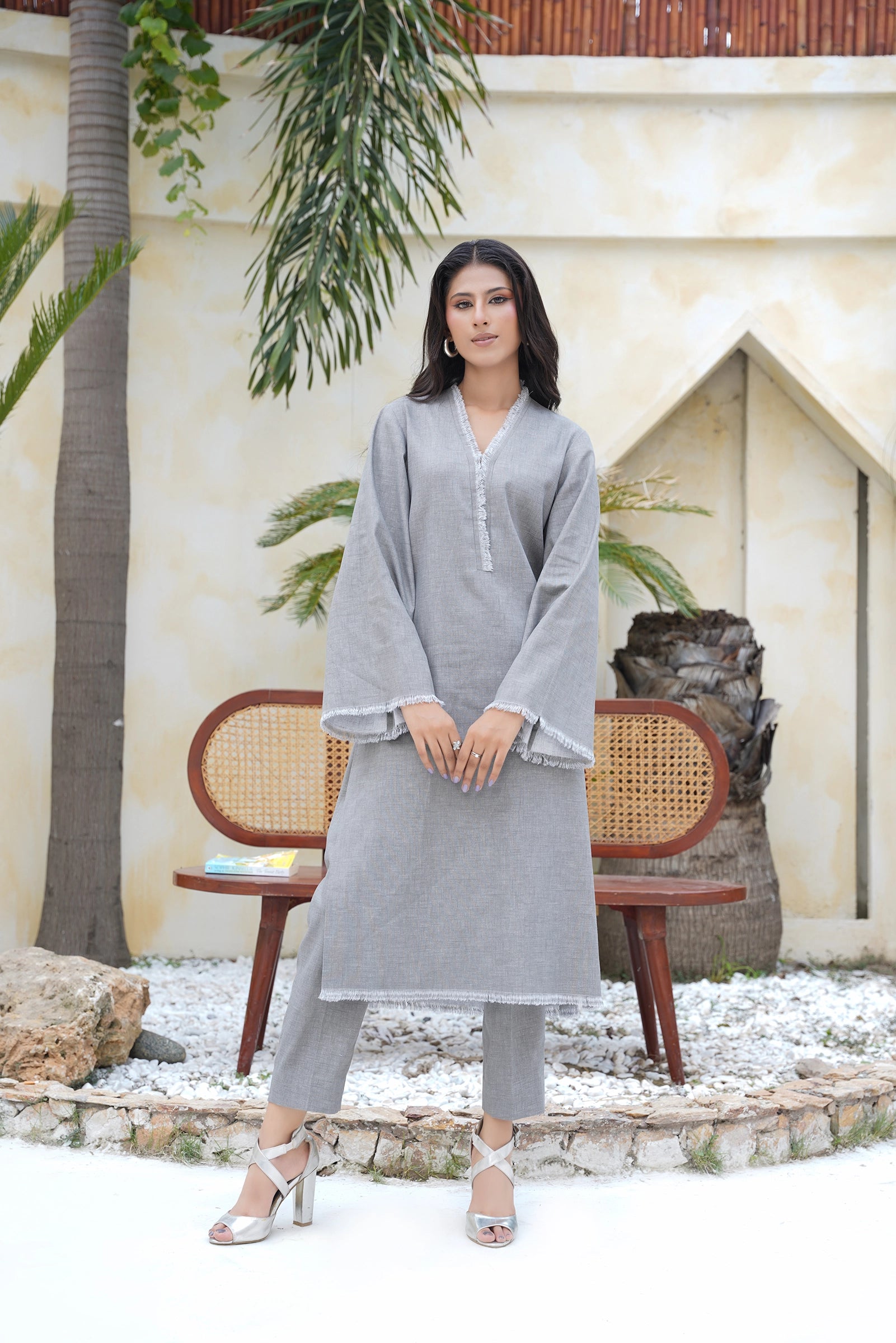 Ash Grey — women's made-to-order kurta set | Sachi Vera Pakistan