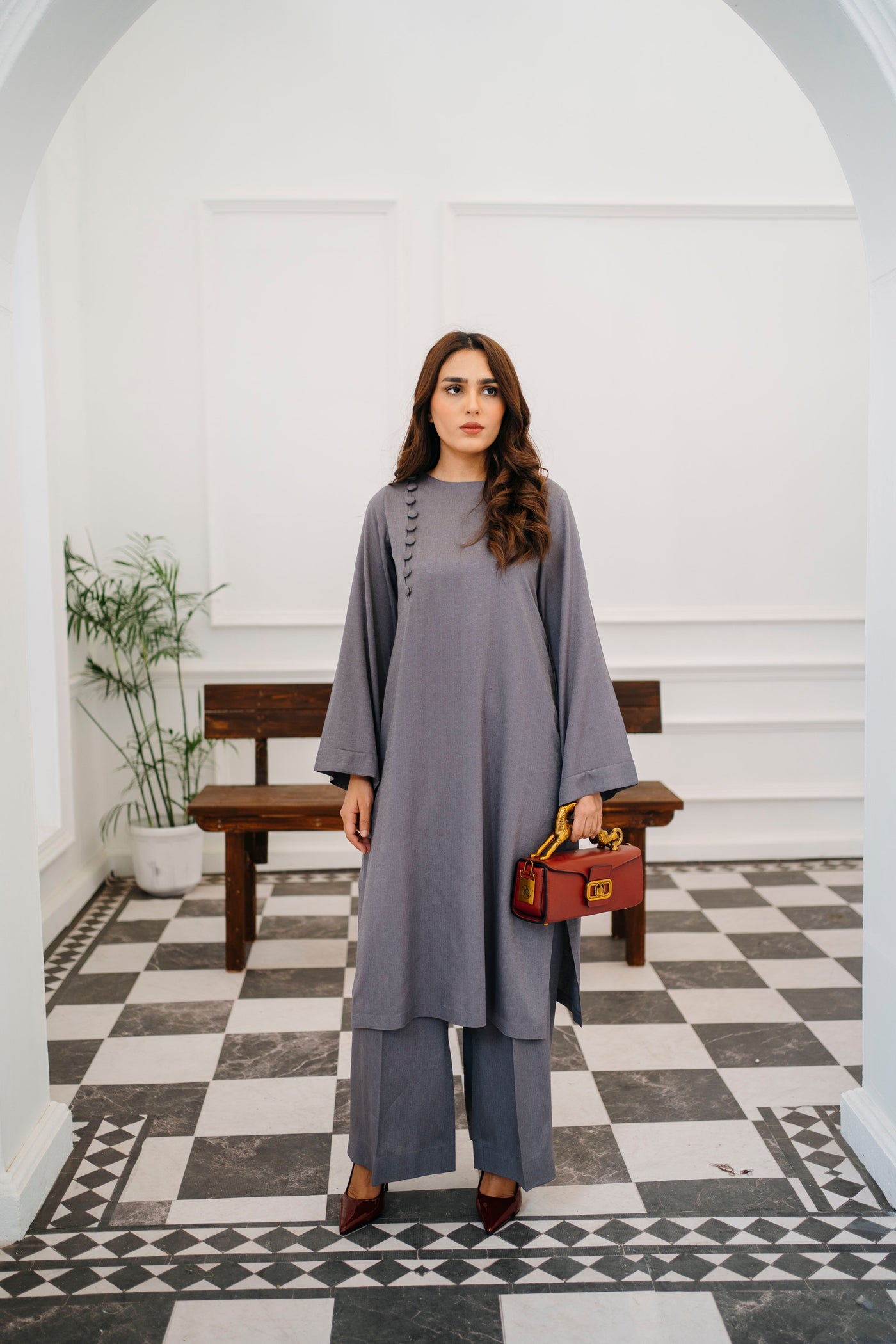 Dusty Shadow — women's made-to-order kurta set | Sachi Vera Pakistan