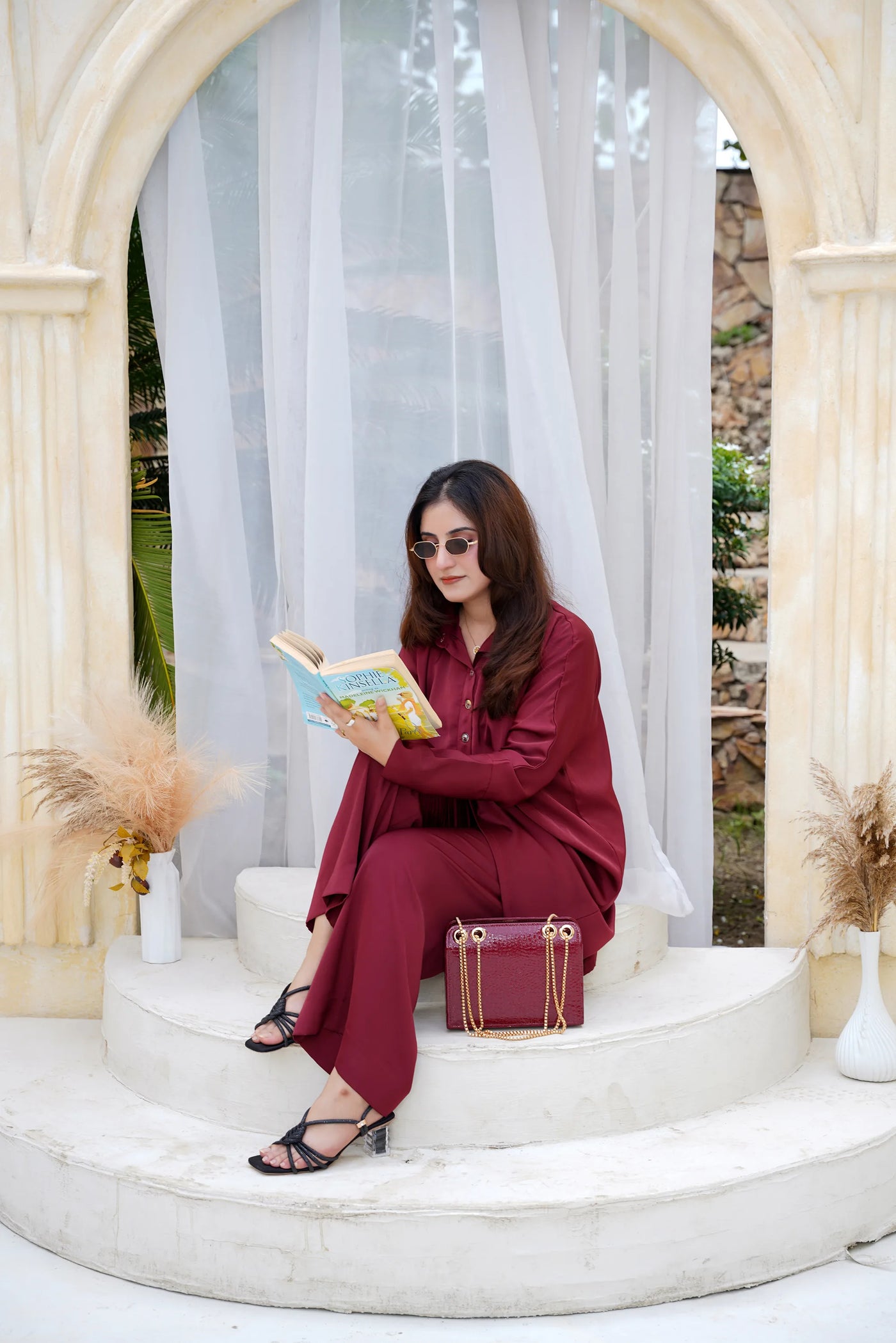 Burgundy Bliss — front view | Sachi Vera Pakistan